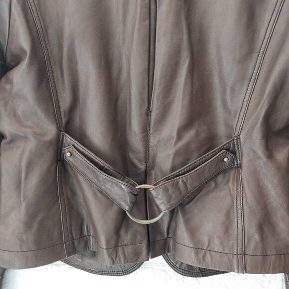 Vintage Wilsons Authentic Leather Jacket Womens Medium / Large Brown Button Up - Picture 6 of 13